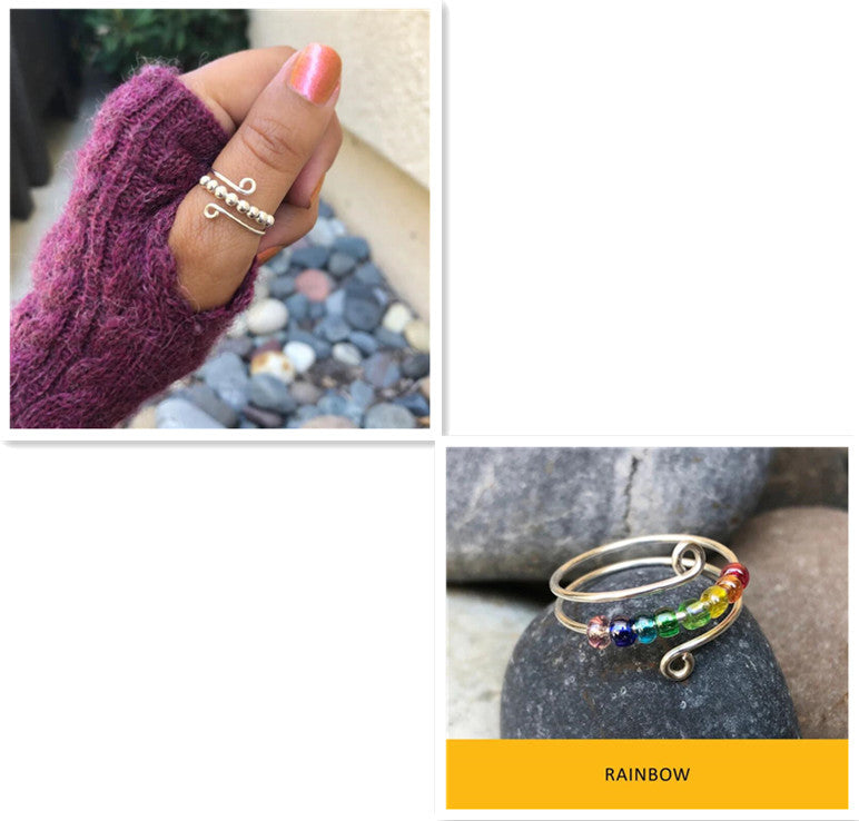 Rainbow Bead Fidget Ring